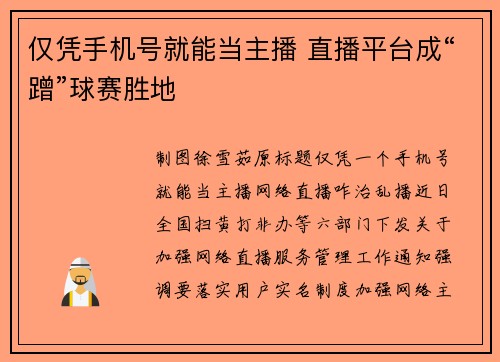 仅凭手机号就能当主播 直播平台成“蹭”球赛胜地